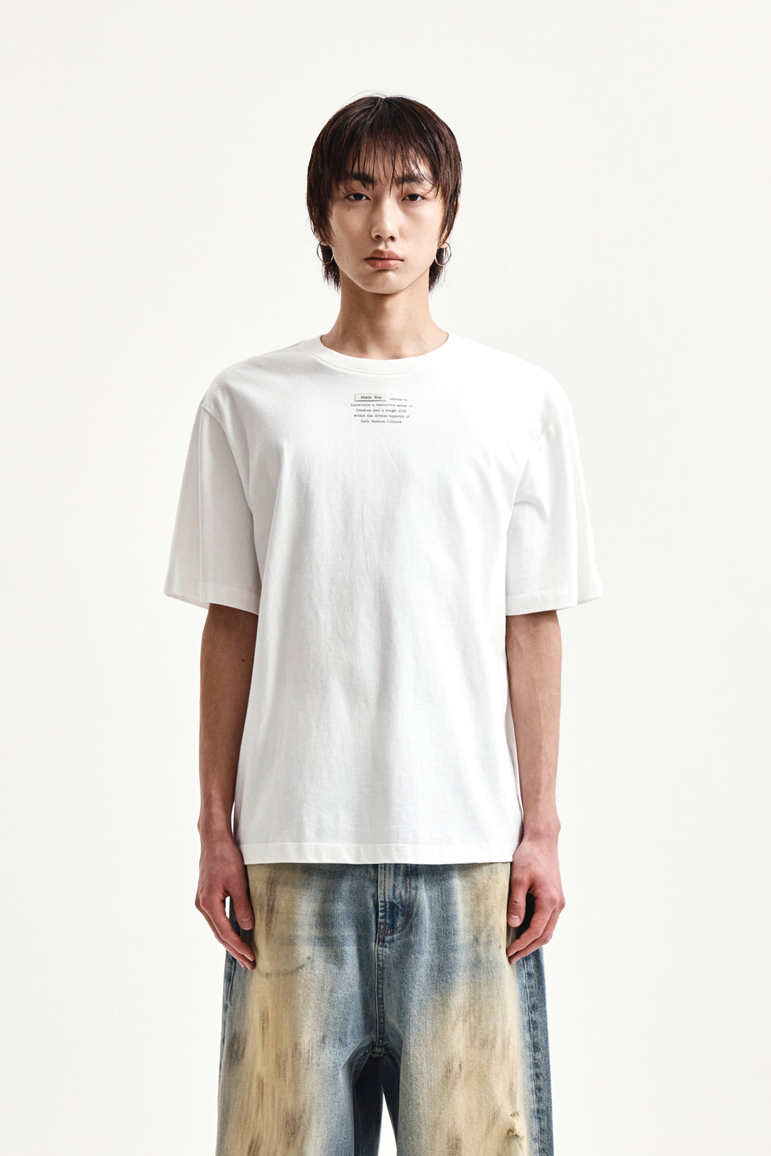 Matin Kim Label Point Lettering Top — White