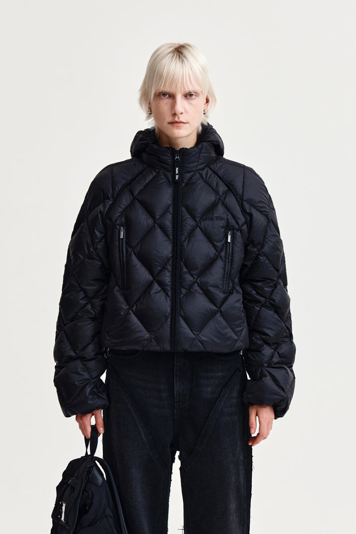 Matin Kim Quilting Hoody Lightweight Jumper — Black