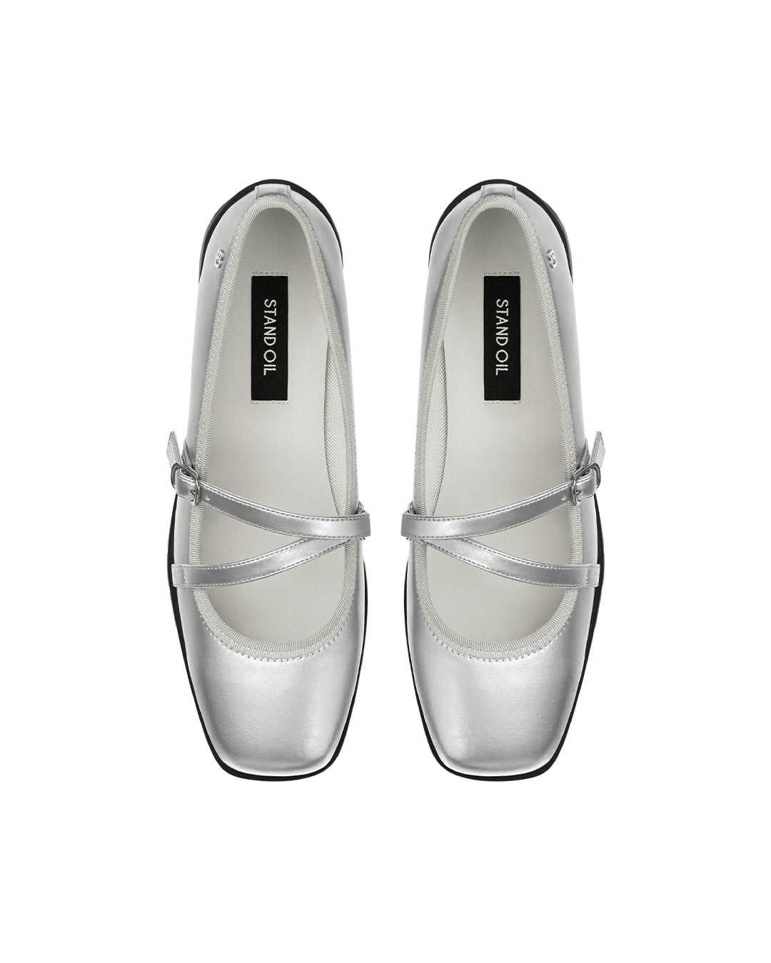 Stand Oil Strap Ballet Mary Jane — Silver