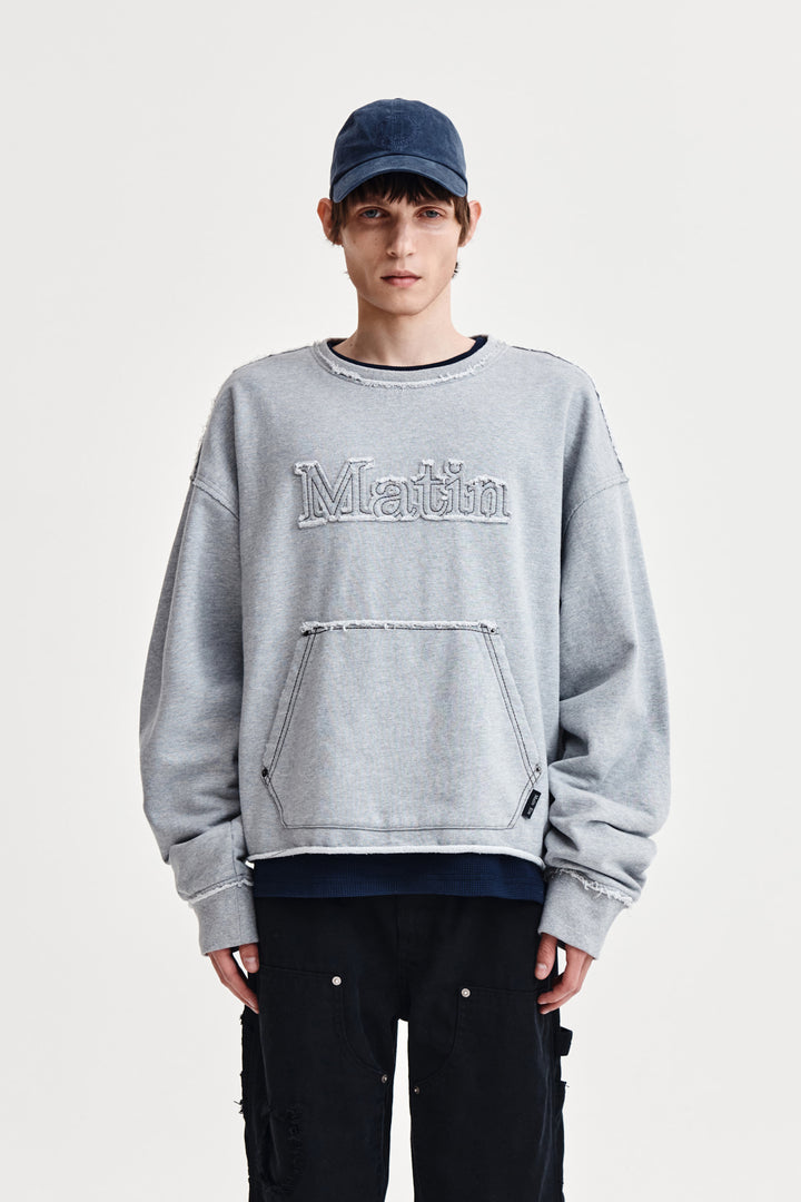 Matin Kim Raw Cut Applique Sweatshirt — Gray