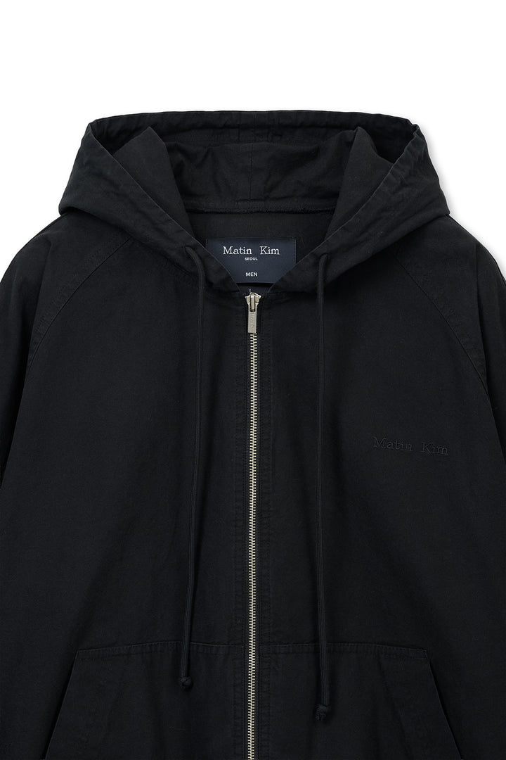 Matin Kim Washed Cotton Zip Hoodie — Black