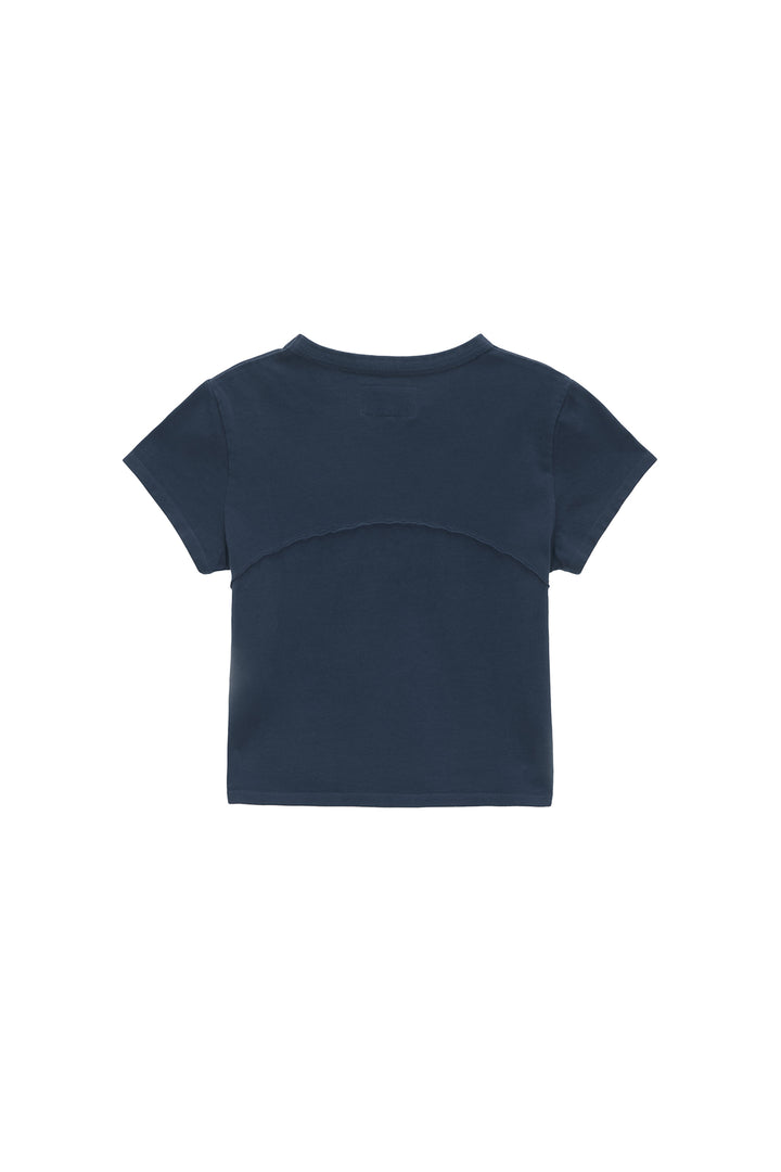 Matin Kim Pigment Cut Out Logo Crop Top — Blue