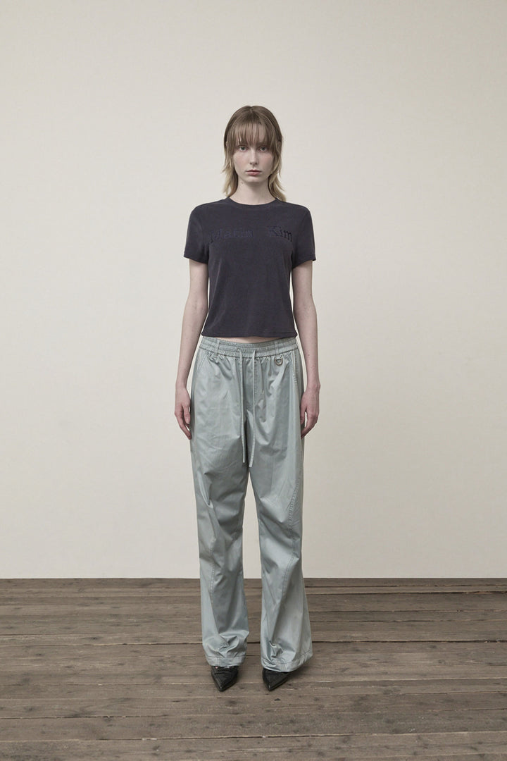 Matin Kim Logo Point Terry Crop Top — Navy blue