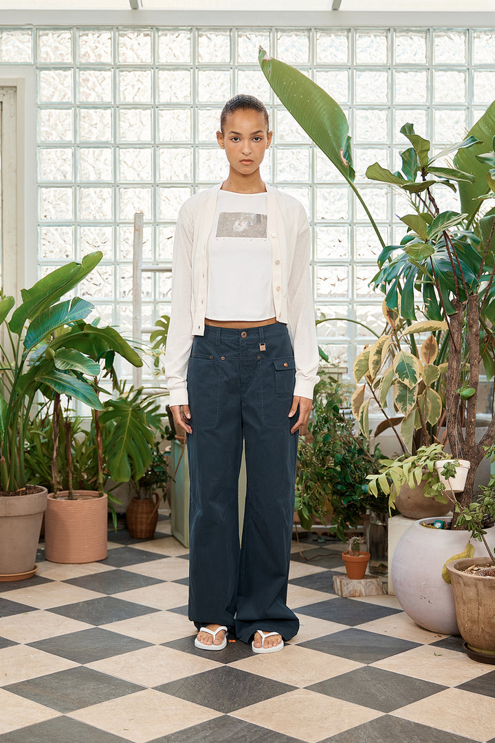 Matin Kim Snap Pocket Point Fatigue Pants — Navy blue