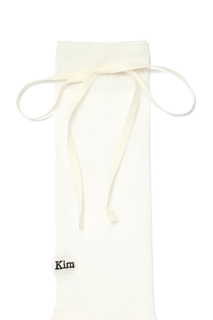 Matin Kim Ribbon Point Crew Socks — White
