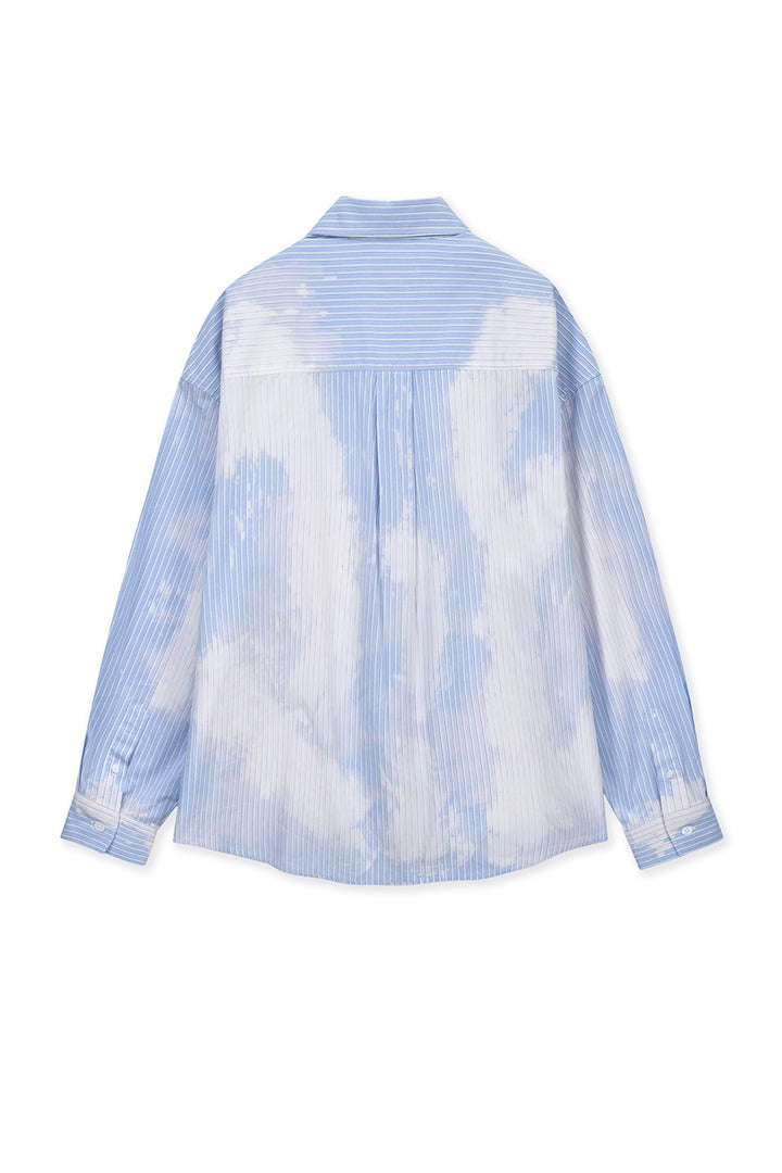 Matin Kim Embroidery Small Logo Shirt — Light Blue