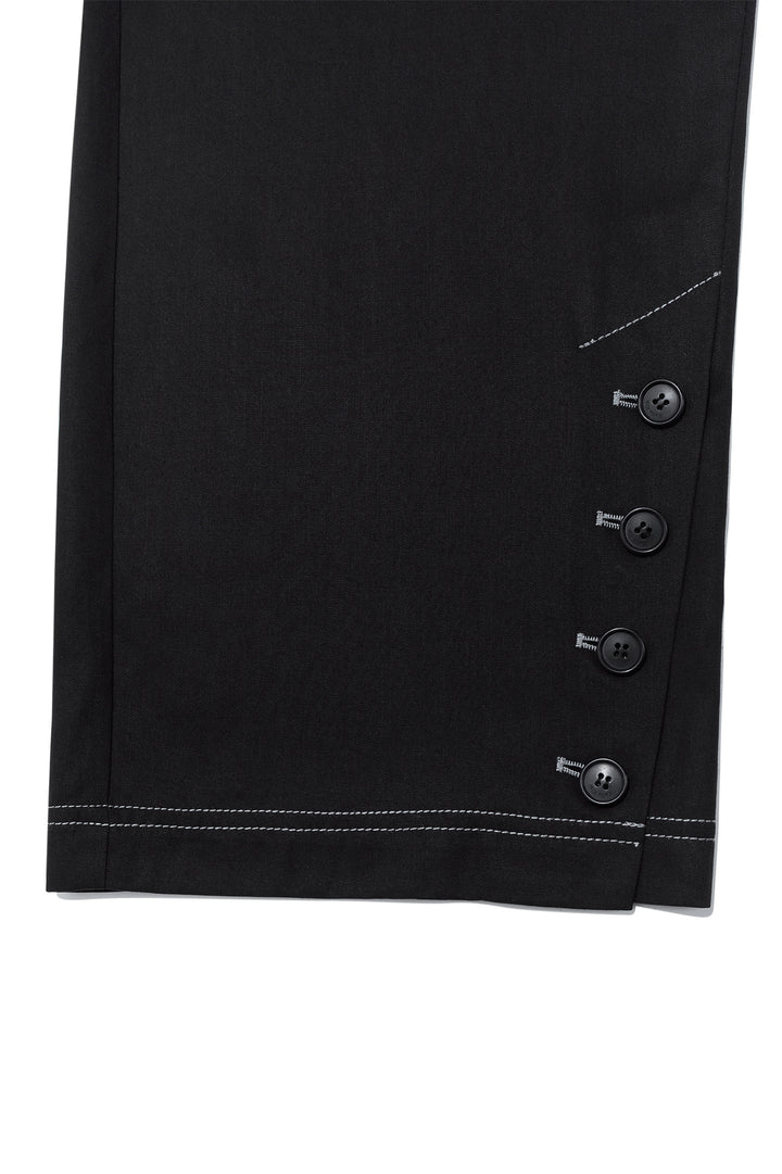 Matin Kim Button Point String Wide Pants — Black
