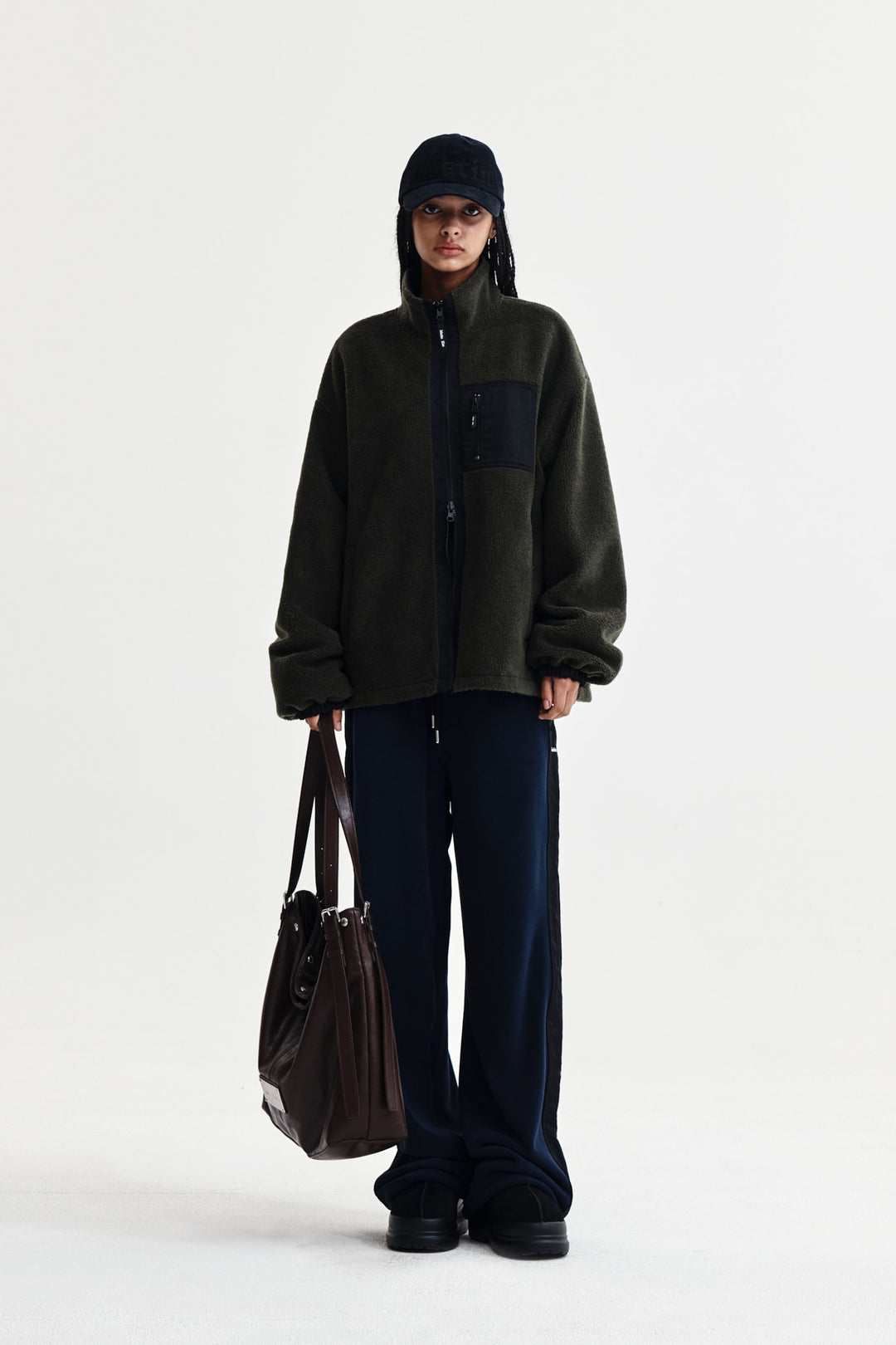Matin Kim Sherpa Fleece Drawstring Pants — Navy blue