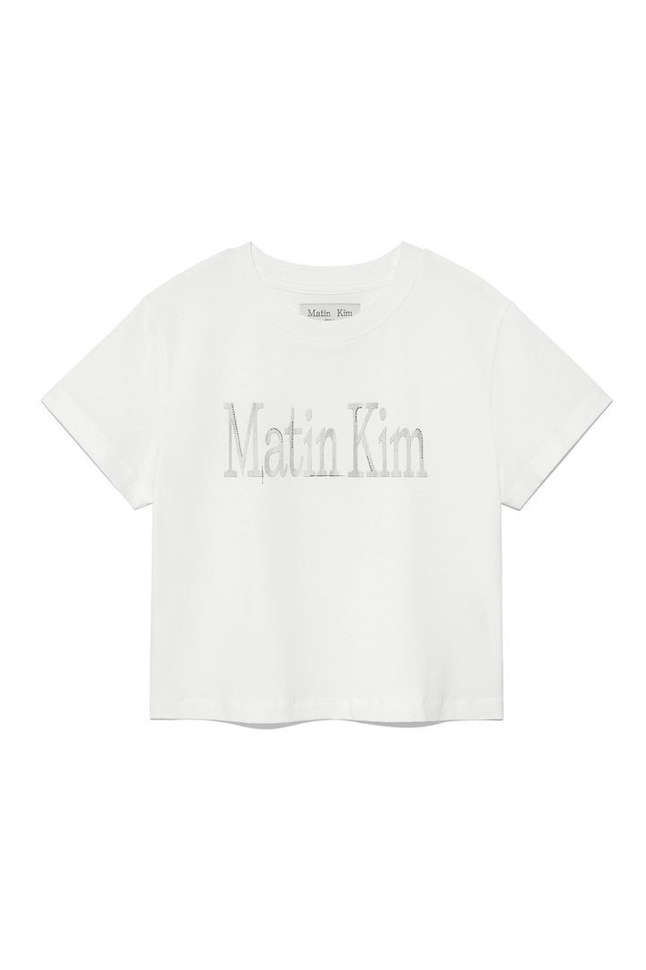 Matin Kim Pattern Artwork Logo Crop Top — White