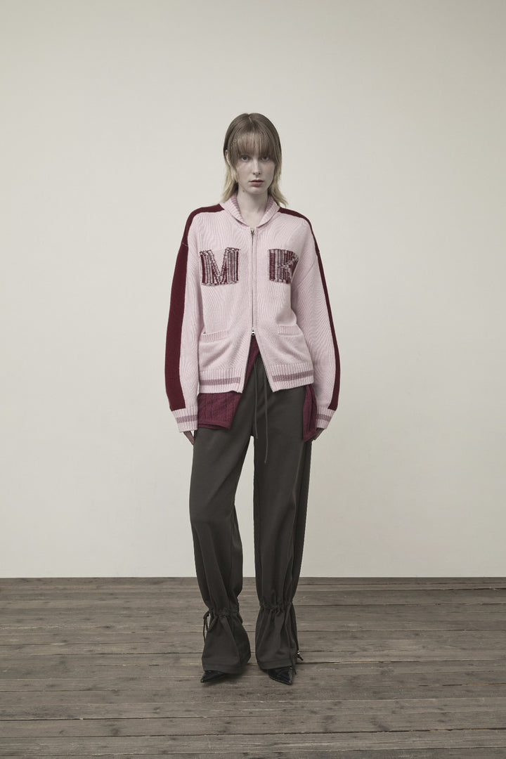 Matin Kim Initial Knit Zip Up — Pink