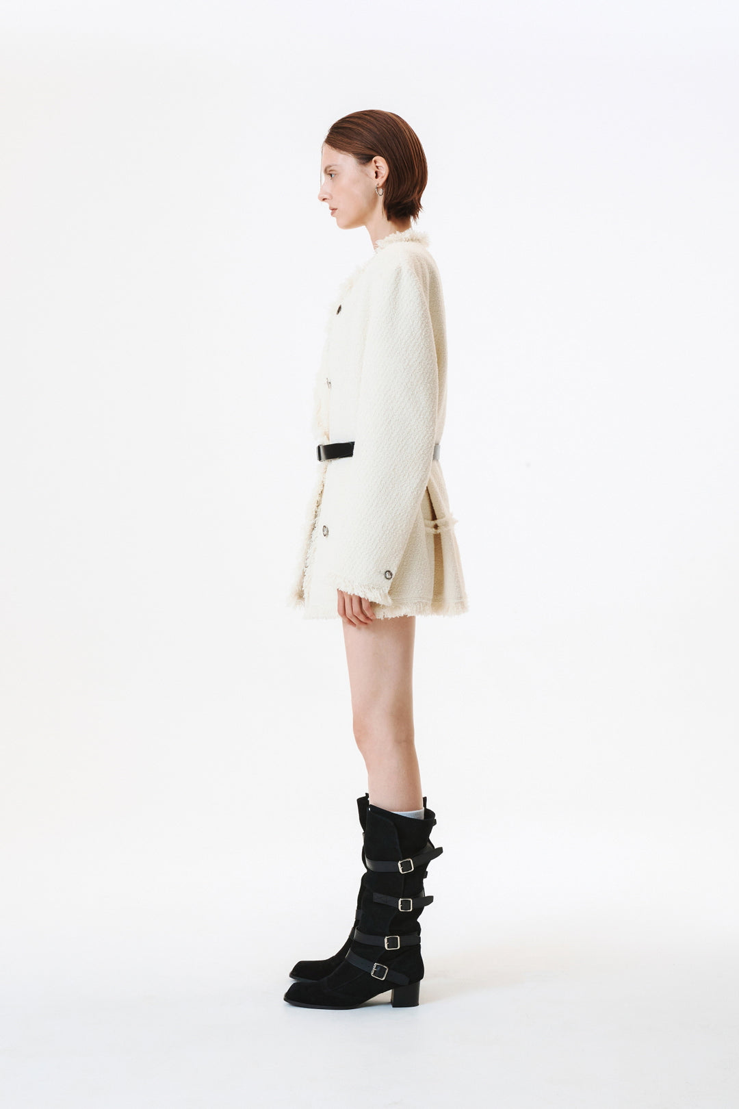 KIMMATIN Patch Pocket Tweed Jacket — Ivory
