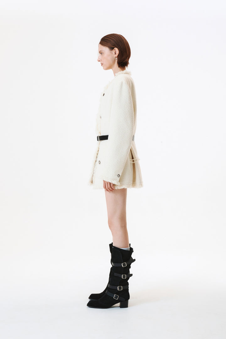 KIMMATIN Patch Pocket Tweed Jacket — Ivory