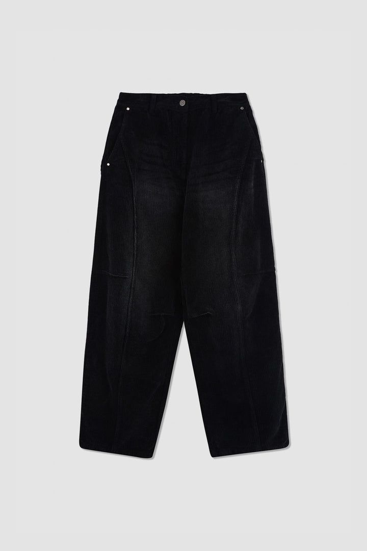 KIMMATIN Washed Corduroy Volume Pants — Black