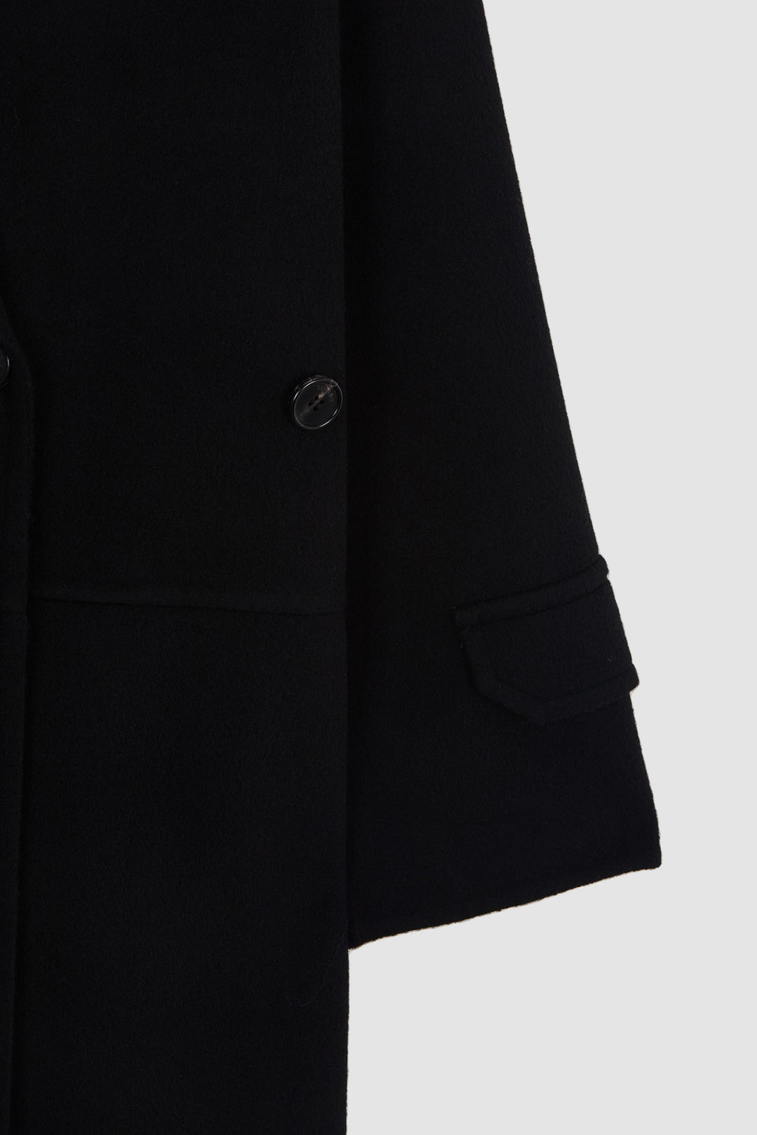 KIMMATIN Belted Double Wool Coat — Black