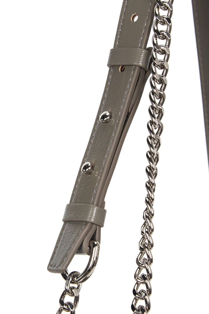 Matin Kim Glossy Quilting Medium Chain Bag — Gray