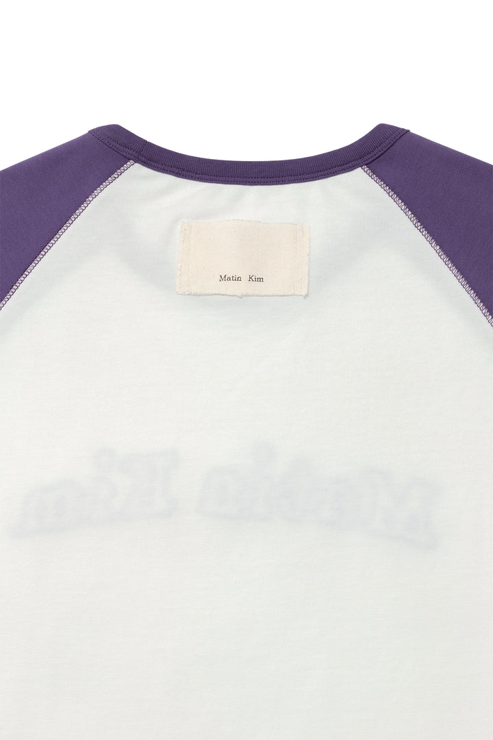 Matin Kim Flower Stitch Raglan Logo Top — Purple
