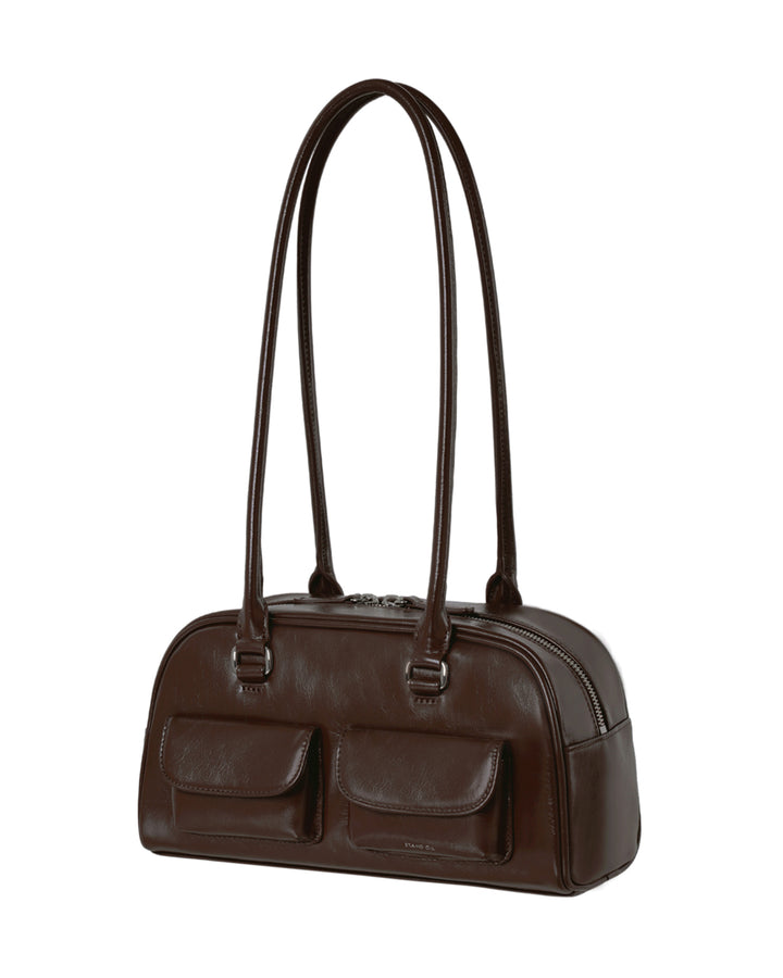 Stand Oil Chubby Bag — Glossy Bowling Crossbody — Maroon