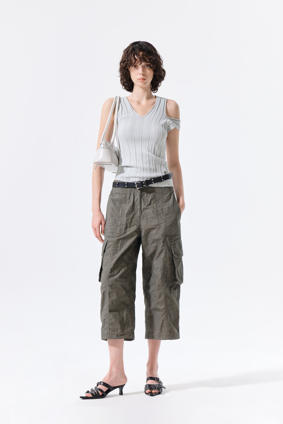 Matin Kim Cut Out Sleeveless Knit Top — Light Grey