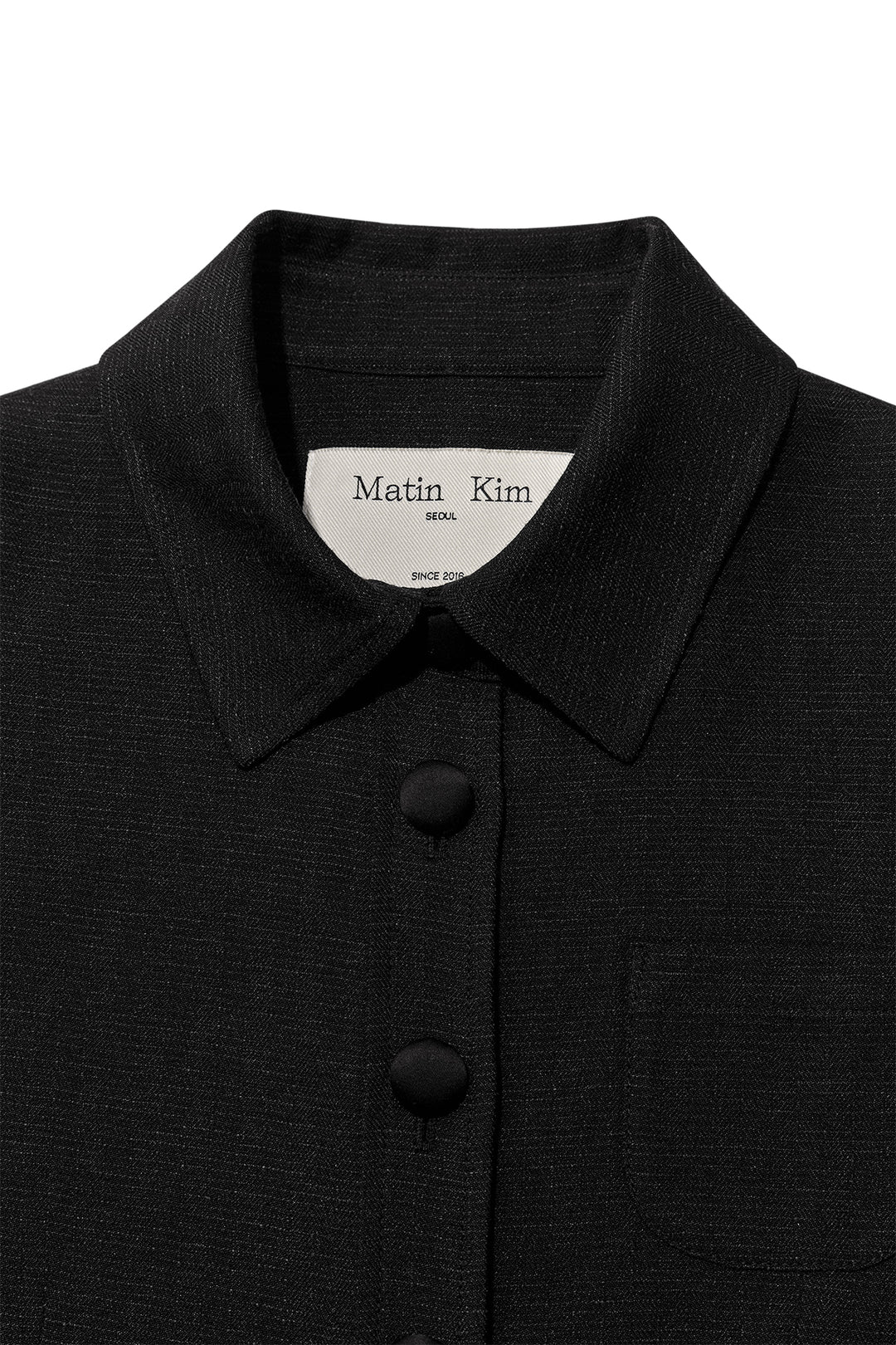 Matin Kim Stripe Herringbone Pocket Crop Jacket — Black