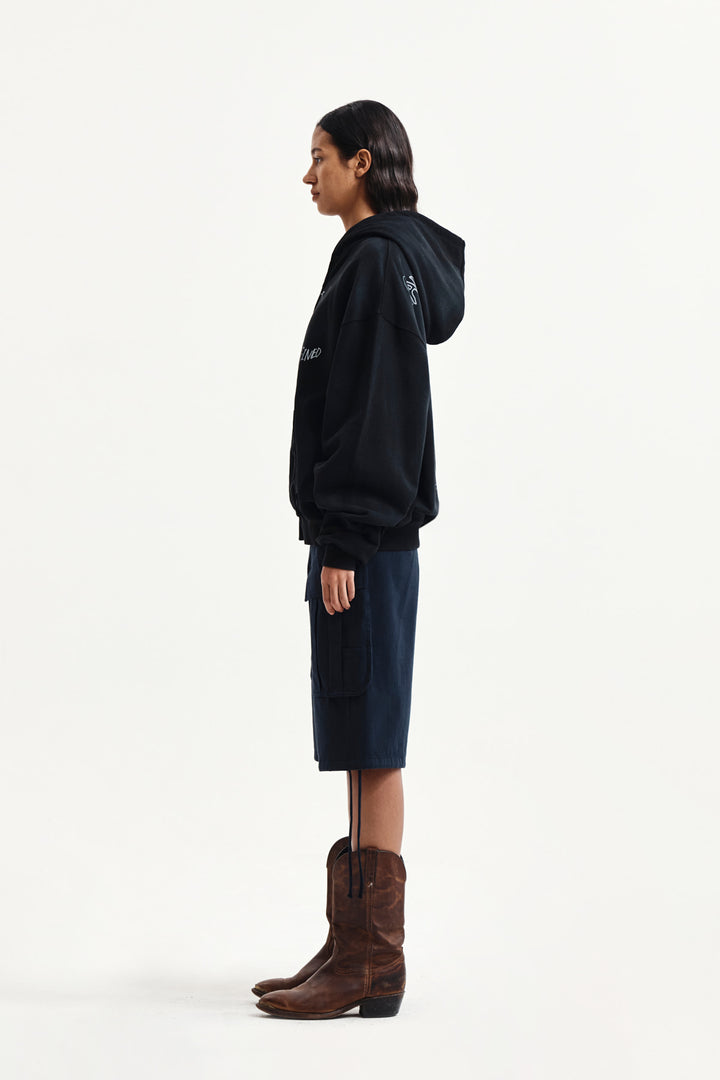 Matin Kim Vintage Washed Graffiti Zip Hoody — Black