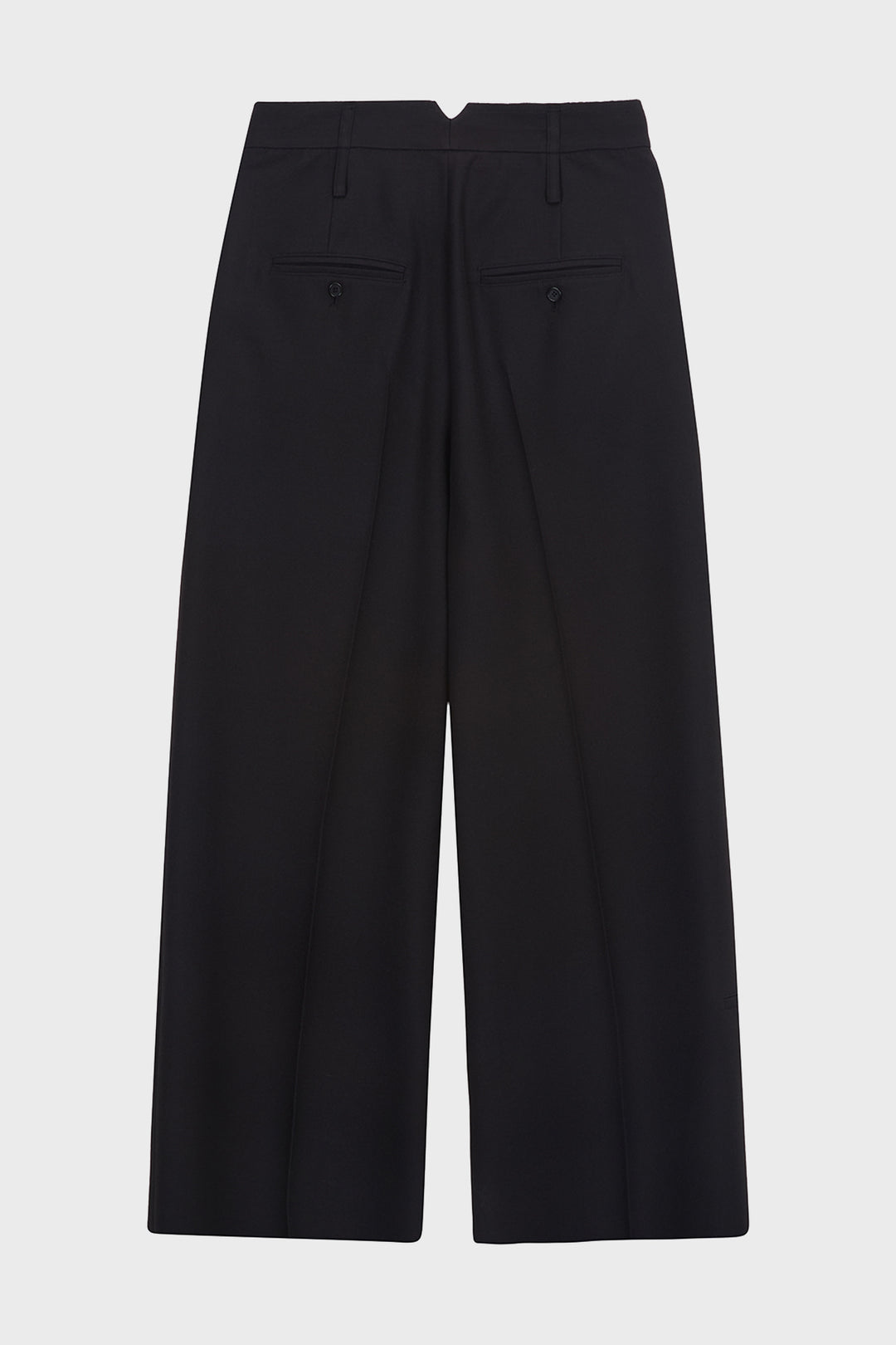 KIMMATIN Destressed Waist Pintuck Wide Pants — Black