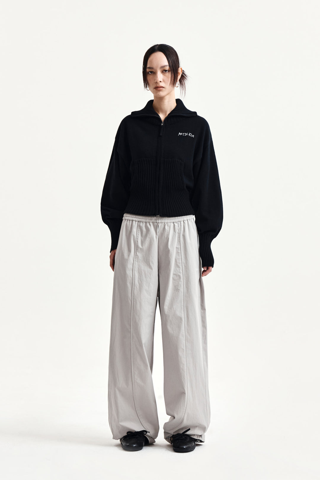 Matin Kim Multi Panel Wide Pants — Light Grey