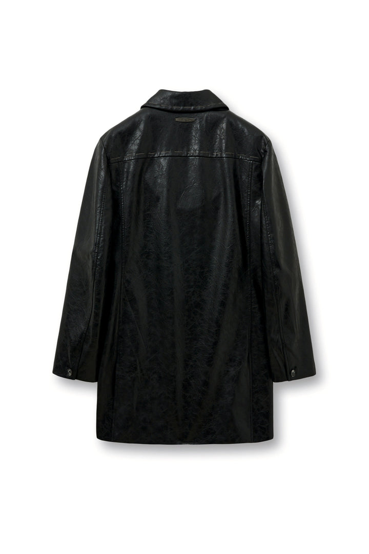Matin Kim Faux Leather Half Double Jacket — Black