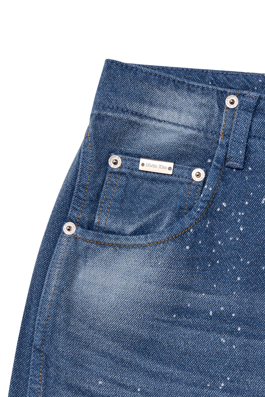 Matin Kim Back Line Point Soft Shiny Denim — Blue