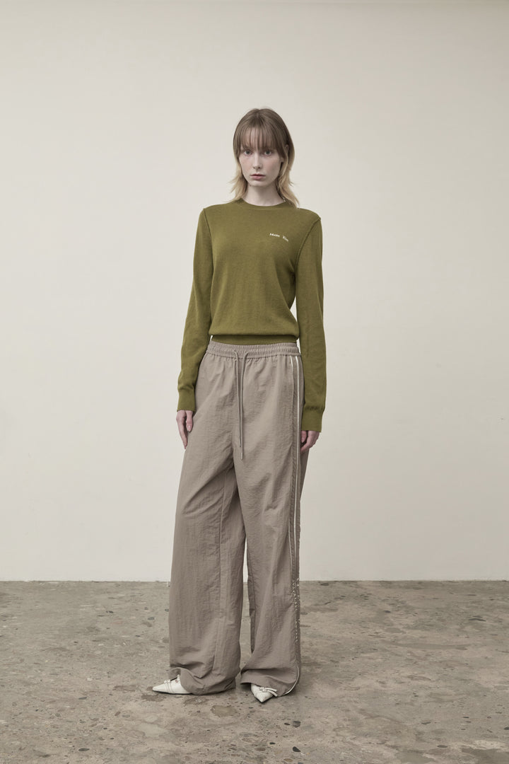 Matin Kim Cashmere Blended Round Knit — Olive