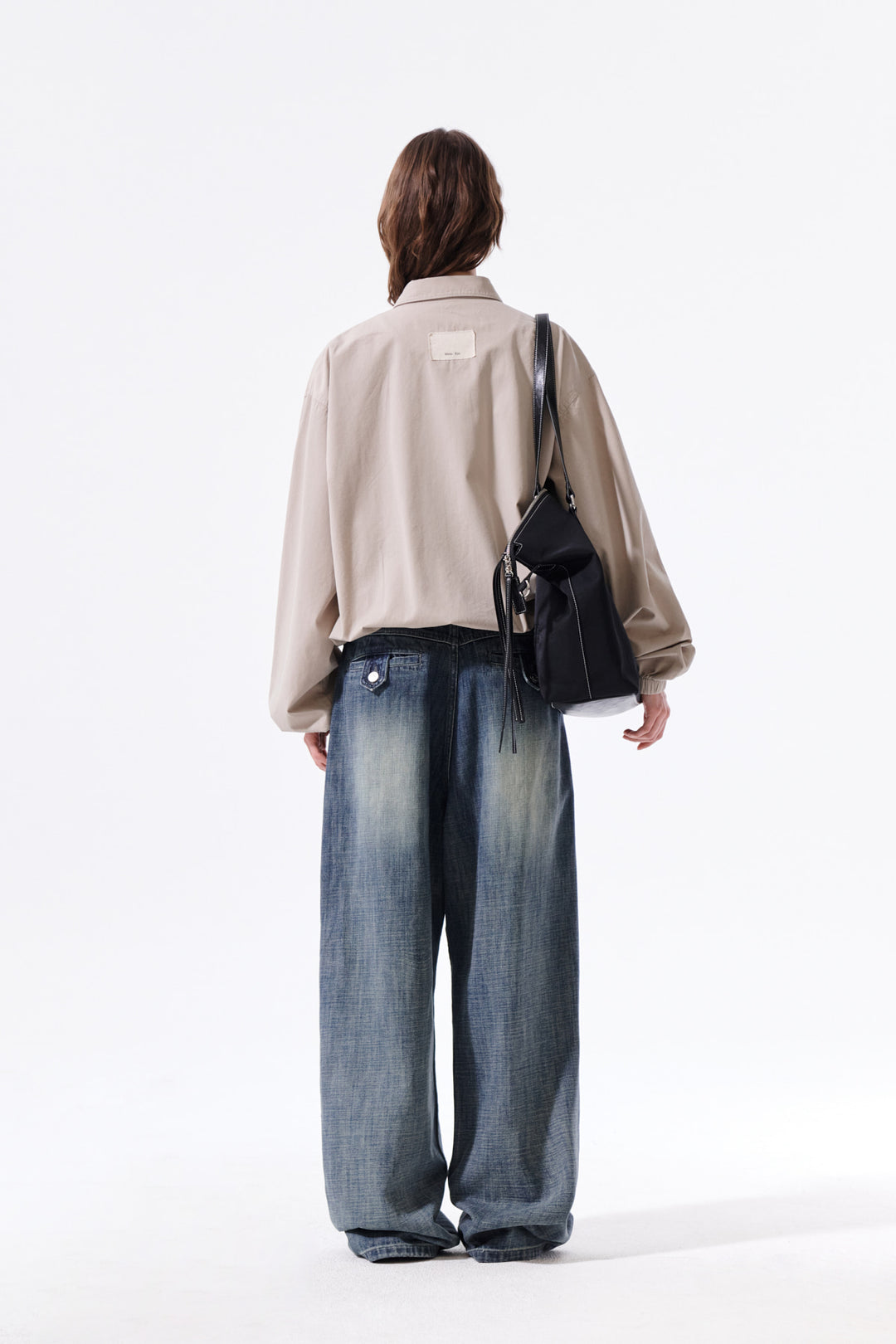 Matin Kim Small Logo Cotton Zip-Up Jumper — Beige