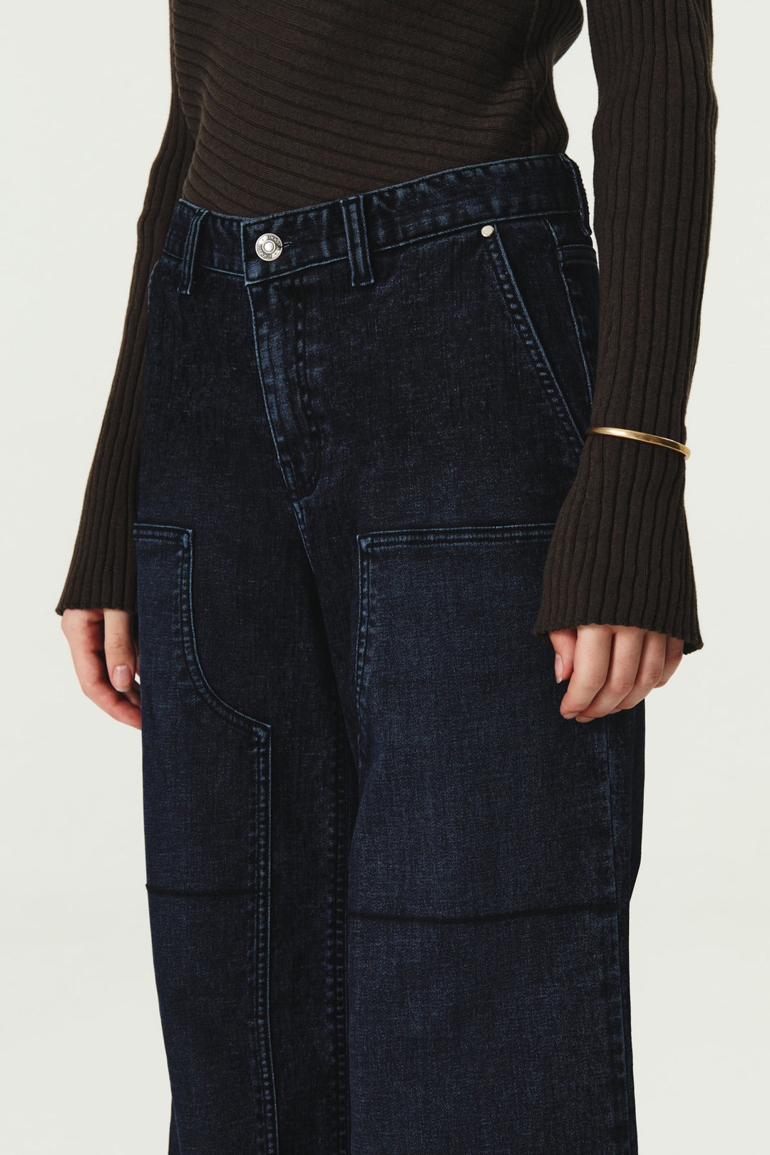 KIMMATIN Carpenter Velvet Denim Pants — Navy blue