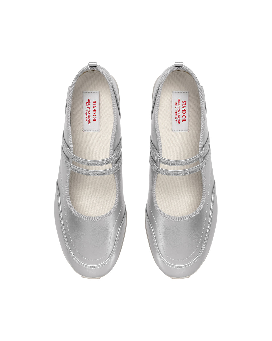 Stand Oil Strap Mary Jane Sneaker — Silver