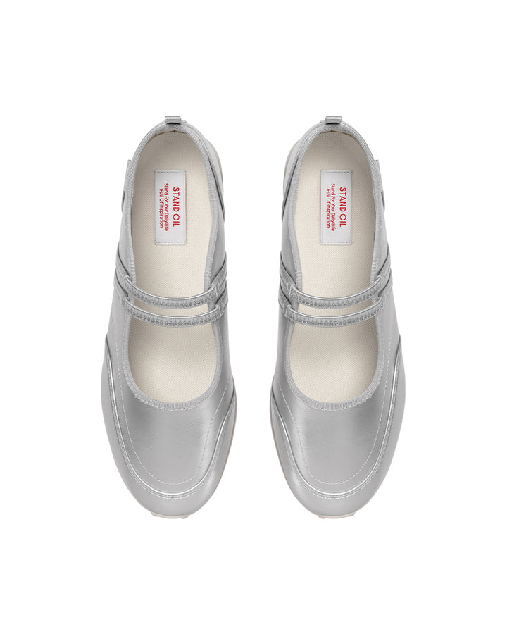Stand Oil Strap Mary Jane Sneaker — Silver