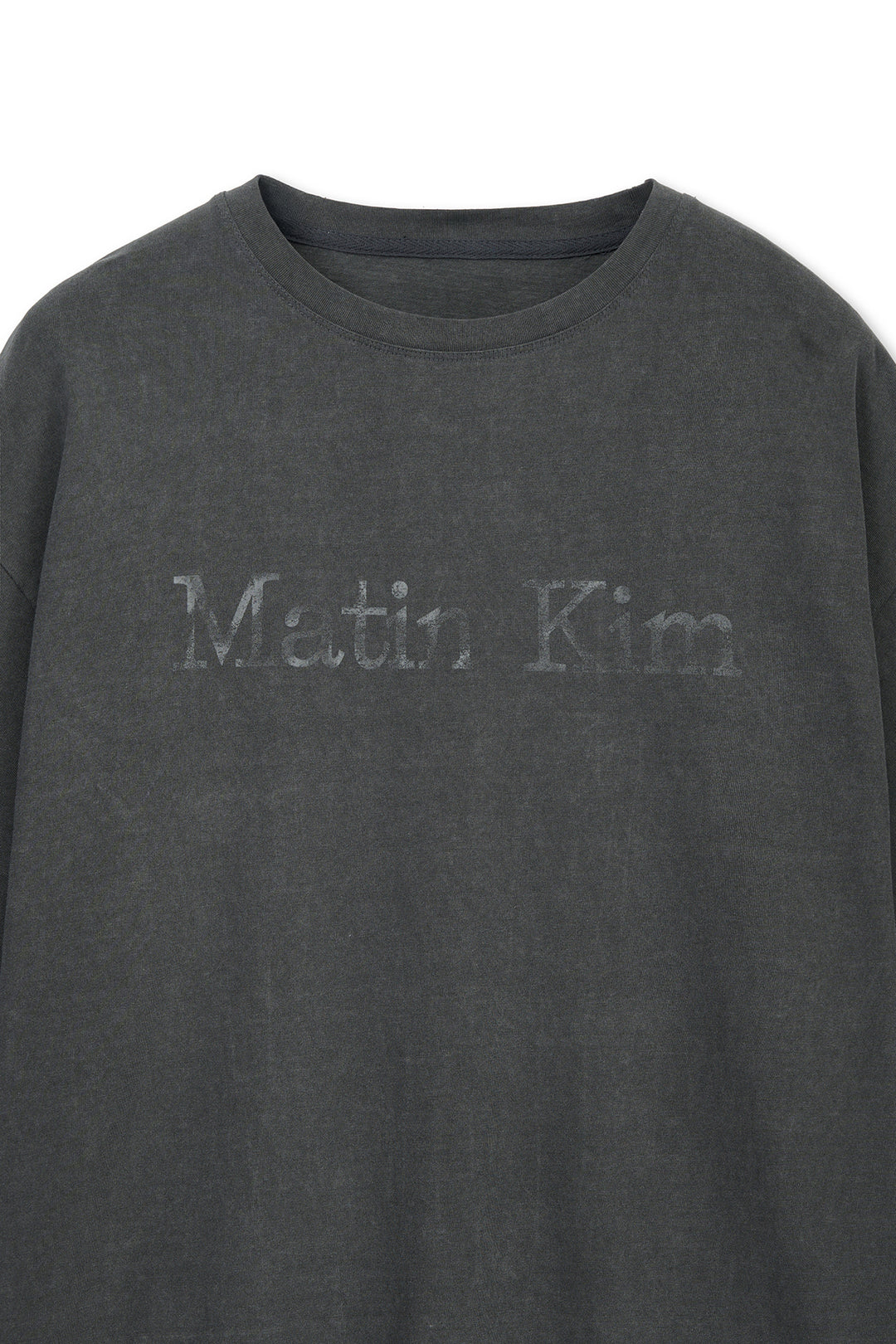 Matin Kim Distressed Logo Top — Charcoal