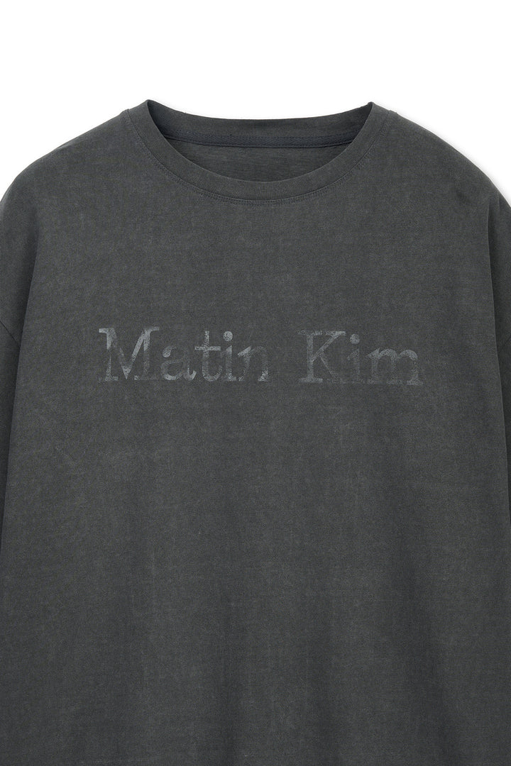 Matin Kim Distressed Logo Top — Charcoal