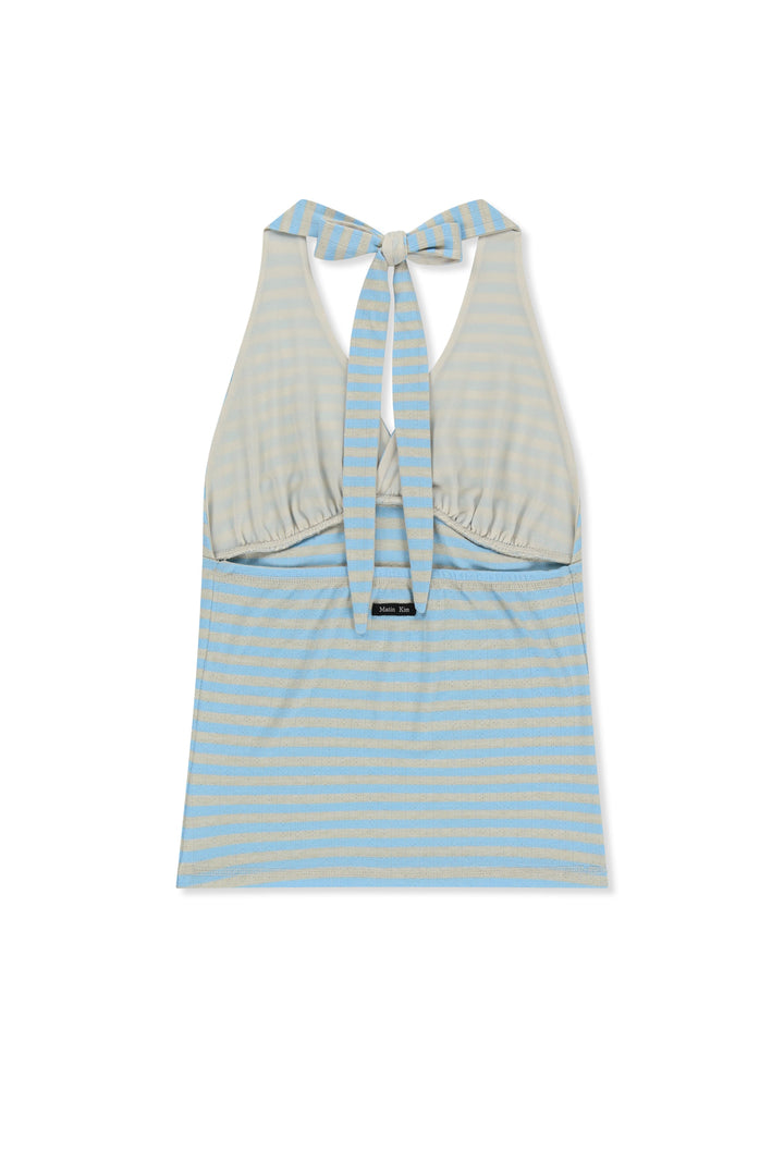 Matin Kim Striped Halter Neck Top — Light Blue