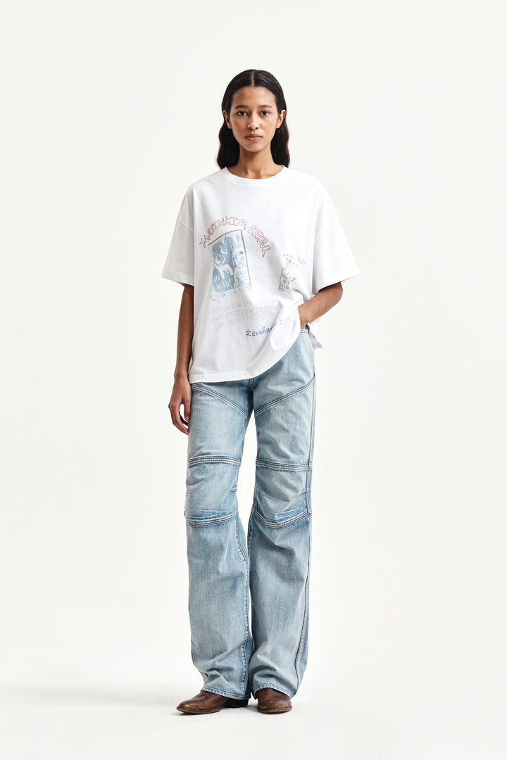 Matin Kim Panel Semi Wide Denim — Light Blue