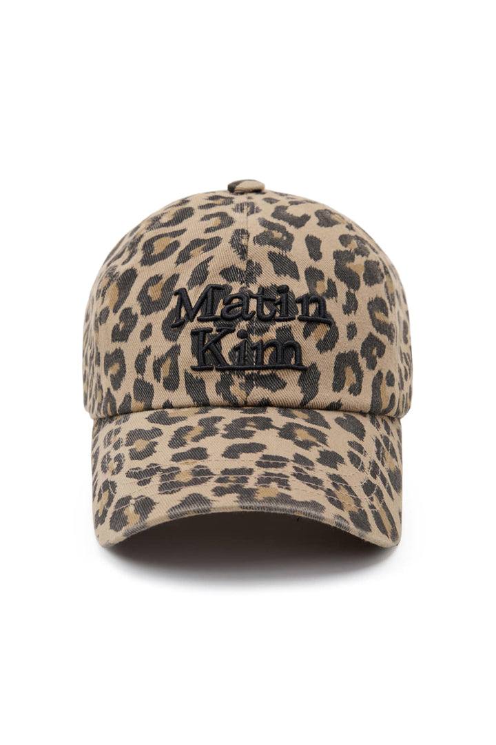 Matin Kim Leopard Volume Logo Ball Cap Dark — Beige
