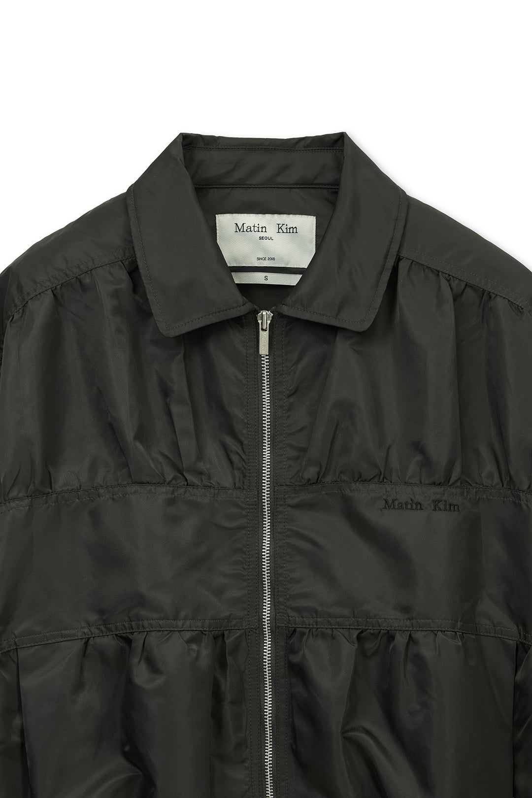 Matin Kim Small Logo Shirring Jumper — Khaki