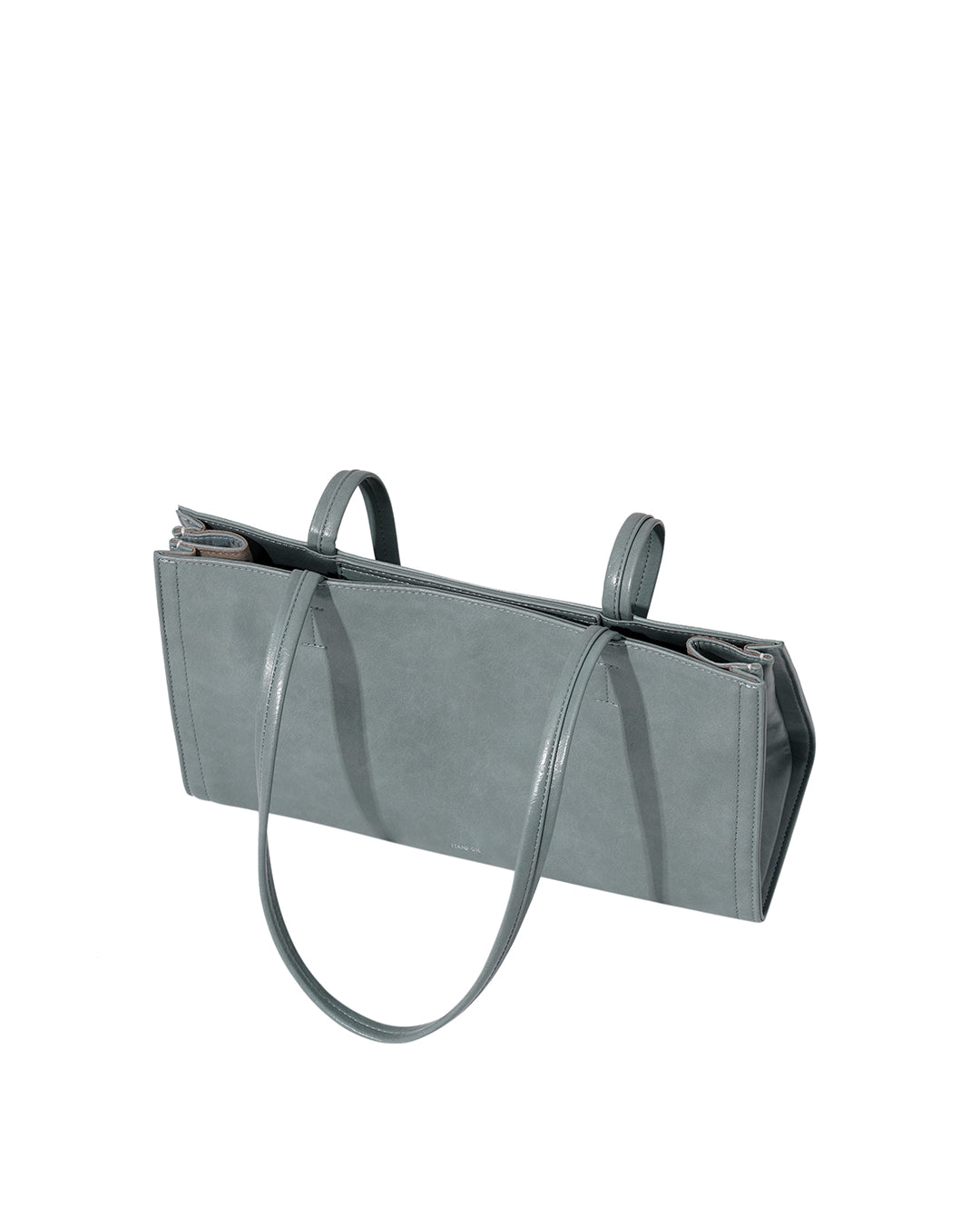 Stand Oil Oblong Bag — Structured Shoulder — Denim Blue