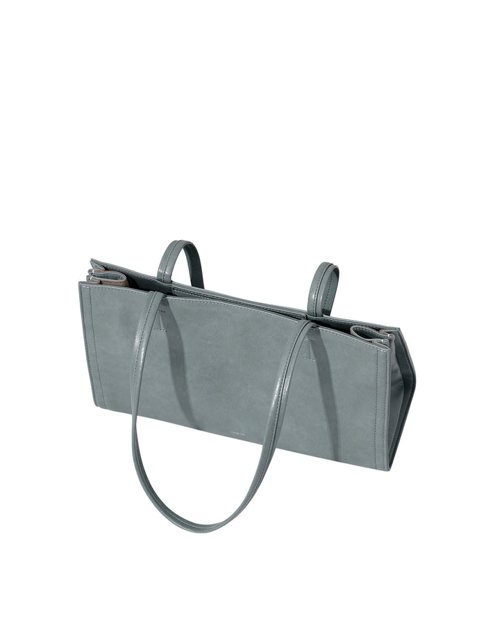 Stand Oil Oblong Bag — Structured Shoulder — Denim Blue