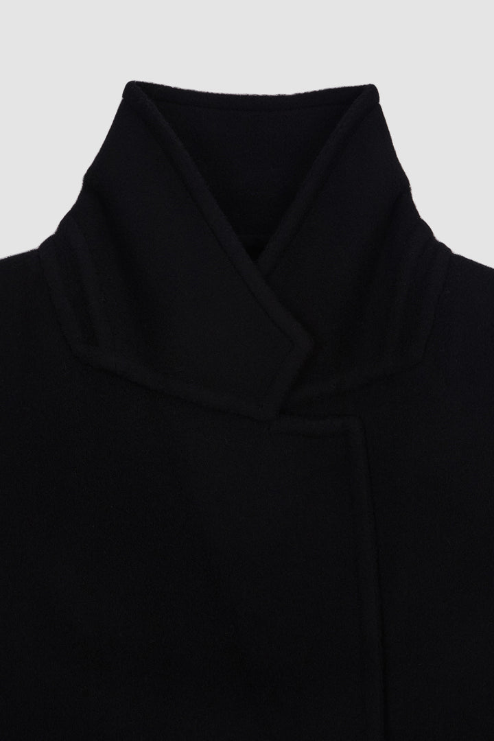 KIMMATIN Belted Double Wool Coat — Black