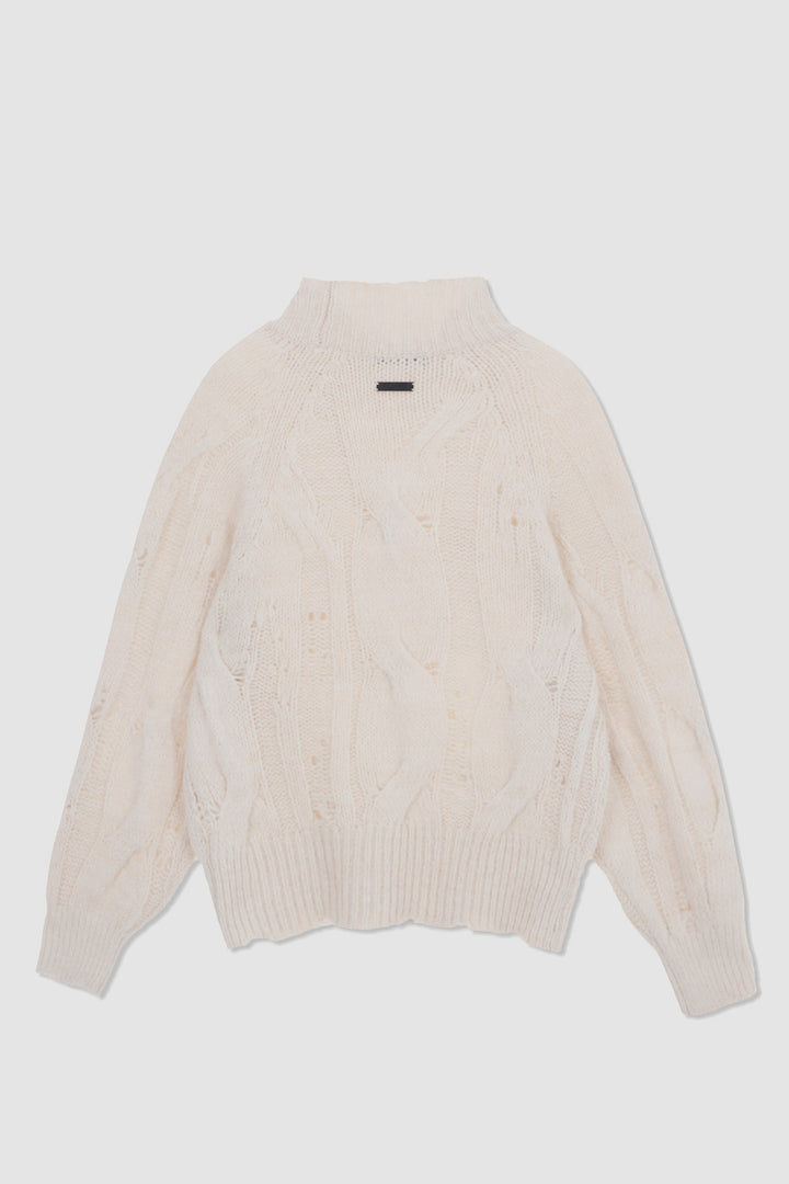 KIMMATIN Oversize Highneck Volume Pullover — Ivory