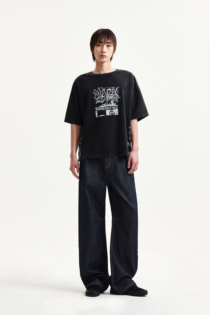 Matin Kim Vintage Graffiti Artwork Top — Black