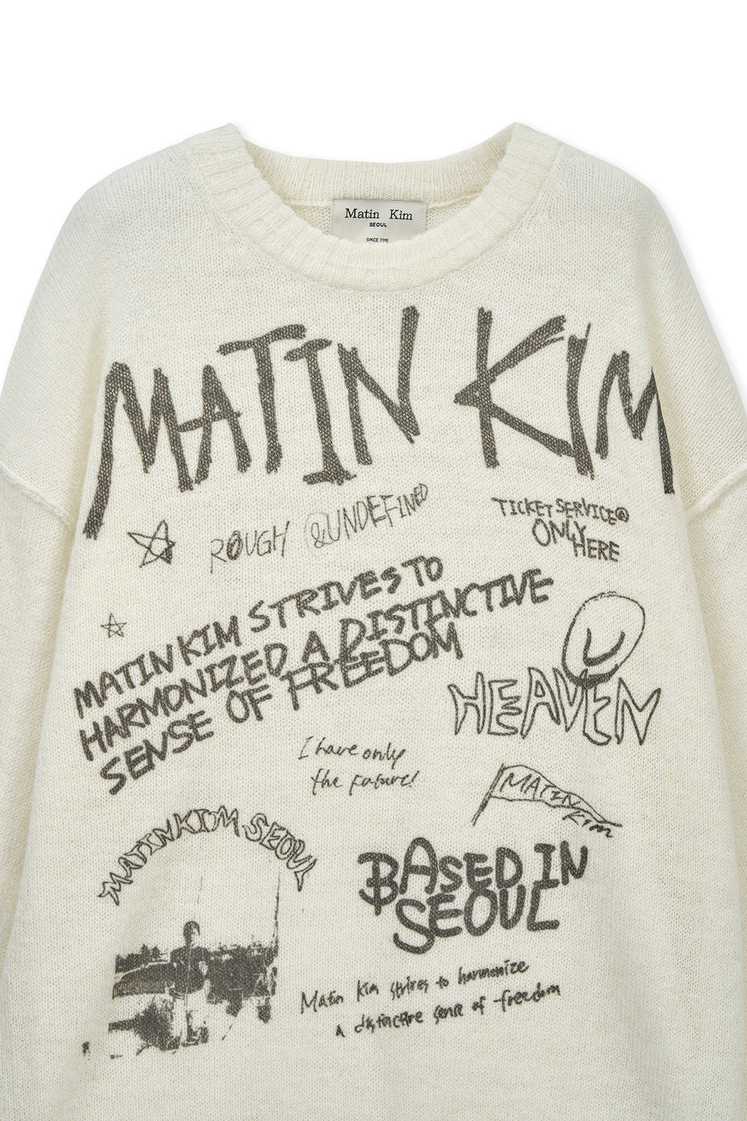Matin Kim Graffiti Artwork Knit Pullover — Ivory