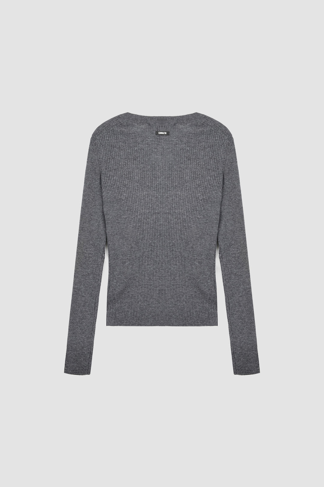 KIMMATIN Slit Point Slim Knit Top — Gray