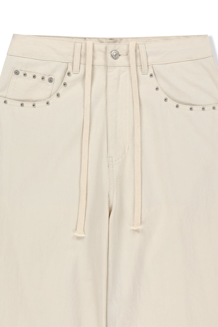 Matin Kim Stud Point Color Denim Pants — Cream