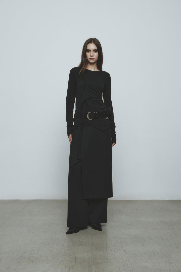 KIMMATIN Twist Strap Long Sleeve Top — Black