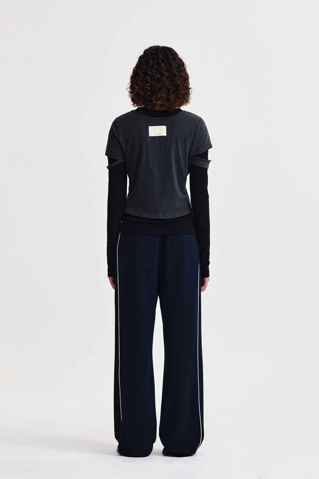 Matin Kim Layered Point Slim Top — Charcoal