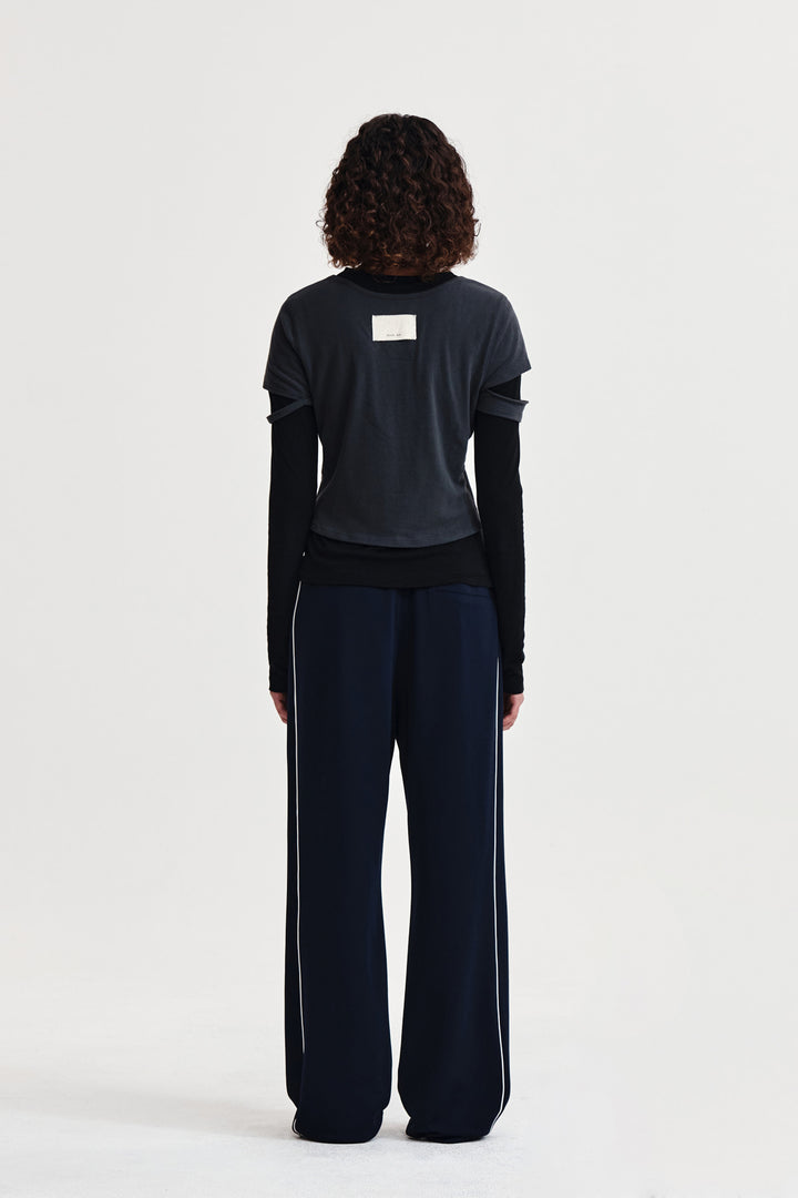 Matin Kim Layered Point Slim Top — Charcoal